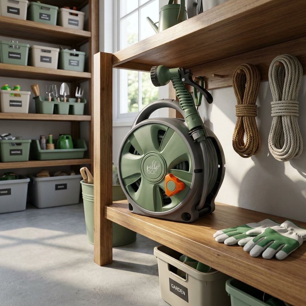10m Garden Hose Reel with 7-Mode Spray Gun