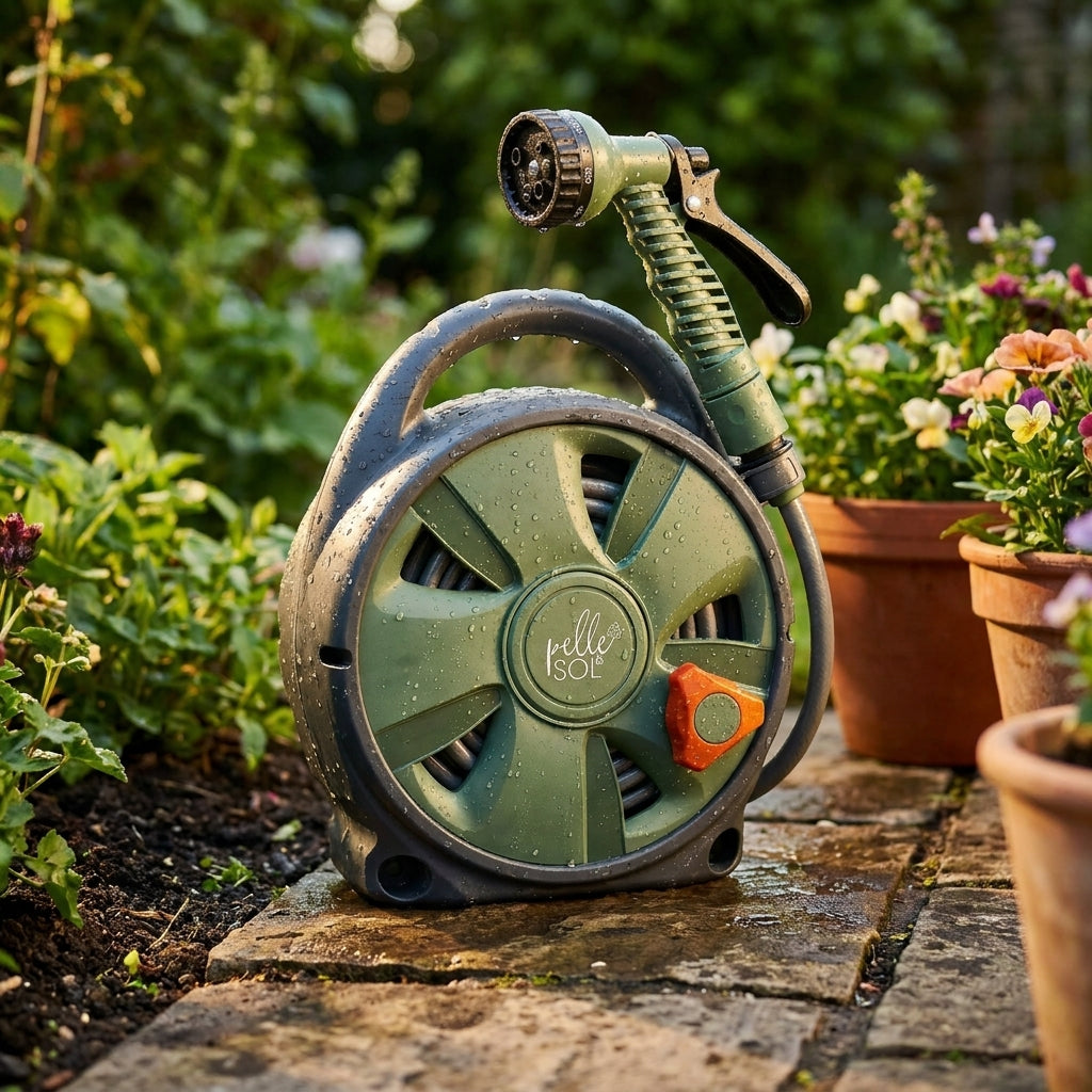 10m Garden Hose Reel with 7-Mode Spray Gun