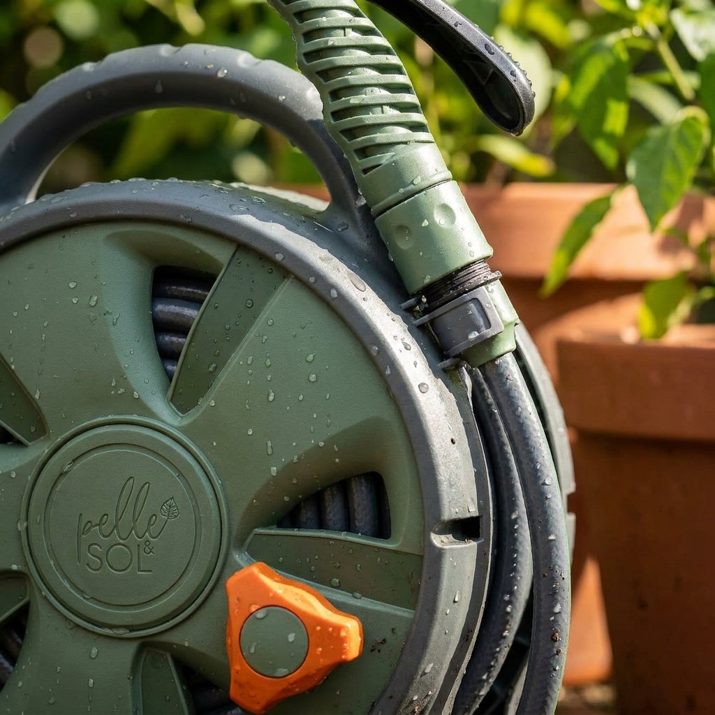 10m Garden Hose Reel with 7-Mode Spray Gun