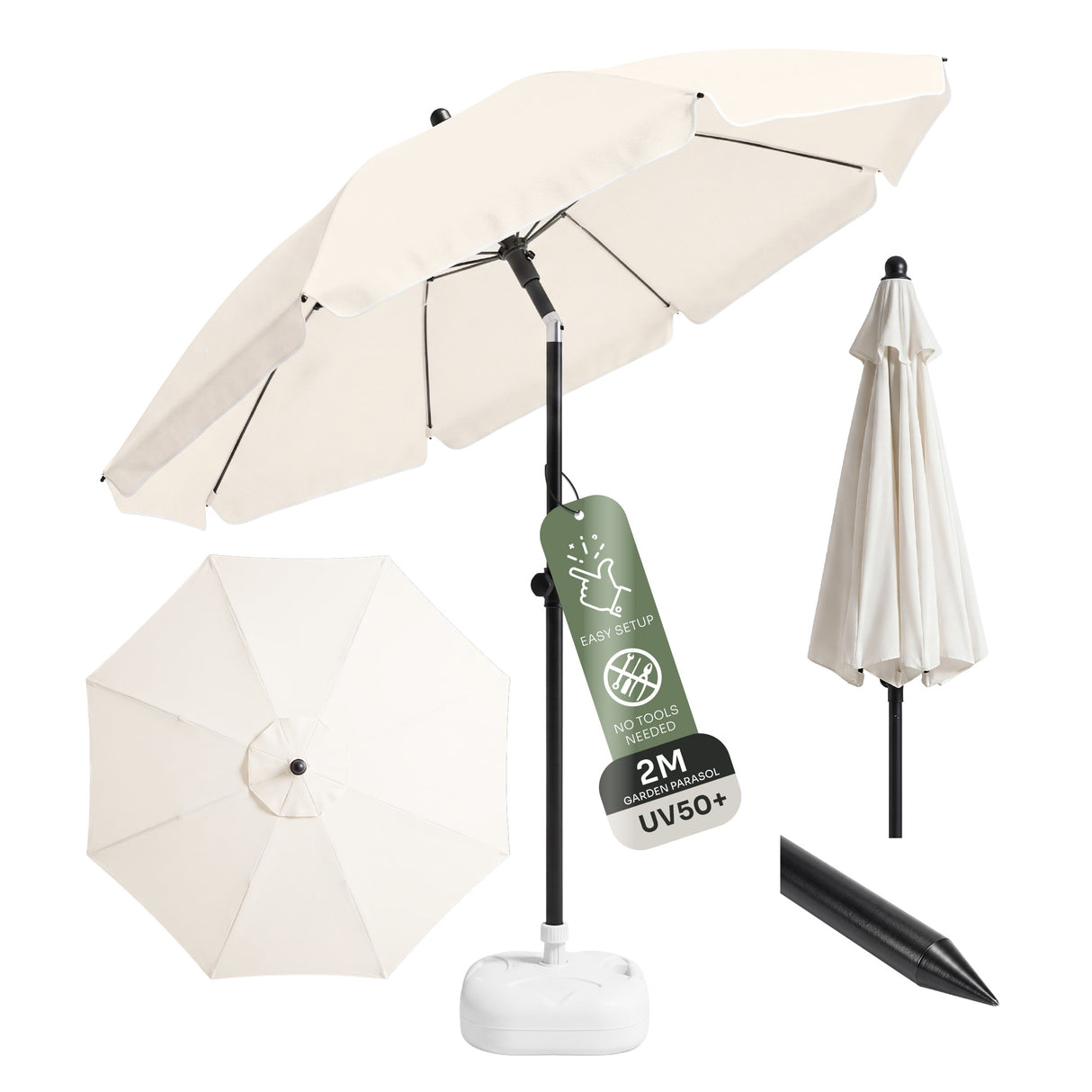 2m Garden Parasol Umbrella