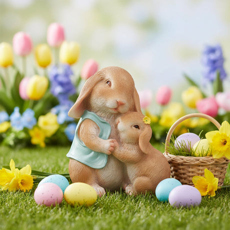 Mother & Child Rabbit Garden Ornament-Garden & Outdoor-Pelle & Sol-DREIBACH