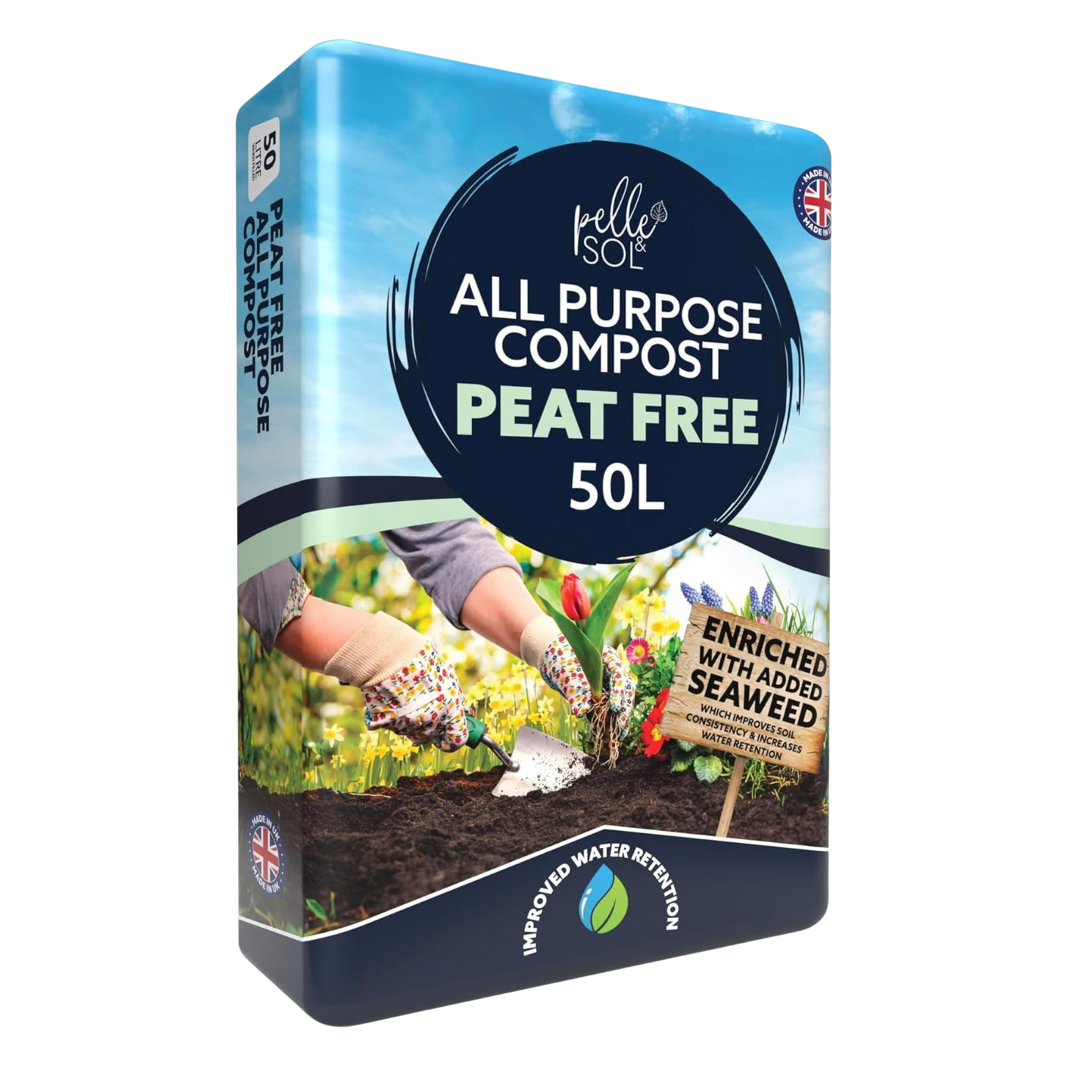 A photo of the 20l Multi Purpose Compost Peat Free from Pelle and Sol, showing its details and quality.