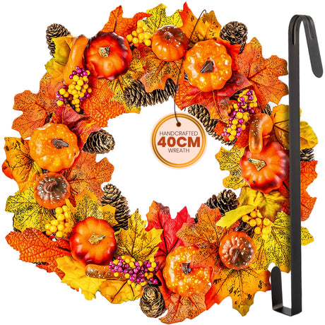 Pumpkin and Berry Wreath - Pelle & Sol